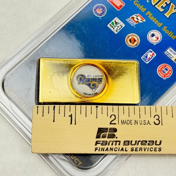 St. Louis Rams Money Clip 24Kt Gold Plated Solid Brass NFL By Tag Express NEW - Picture 4 of 5